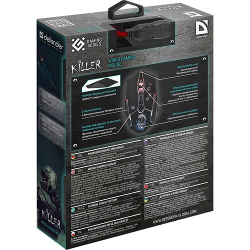 Купить Мышь+коврик проводная Defender Killer GM-170L  8106387. Характеристики, отзывы и цены в Донецке