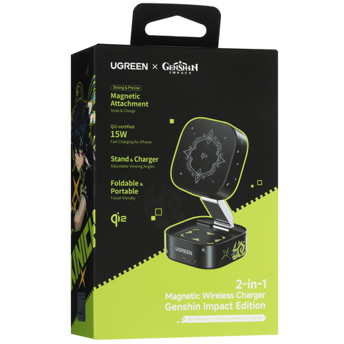 Купить Беспроводное зарядное устройство Ugreen MagFlow Genshin Impact черный  9251024. Характеристики, отзывы и цены в Донецке