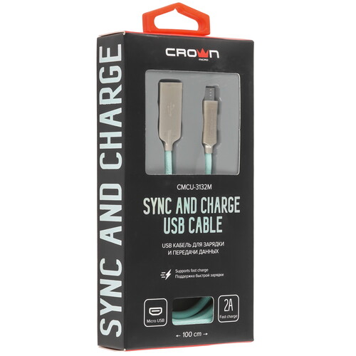 Купить Кабель круглый Crown micro USB - USB 2.0 Type-A голубой 1 м  5479772. Характеристики, отзывы и цены в Донецке