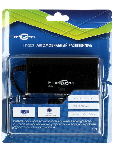 Купить Разветвитель автоприкуривателя FinePower FP-203  1102380. Характеристики, отзывы и цены в Донецке