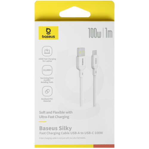 Купить Кабель круглый Baseus USB Type-C - USB 2.0 Type-A белый 1 м  5627450. Характеристики, отзывы и цены в Донецке