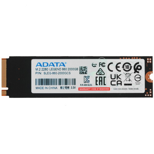 Купить 2000 ГБ M.2 NVMe накопитель ADATA LEGEND 860  5619111. Характеристики, отзывы и цены в Донецке