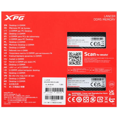 Купить Оперативная память ADATA XPG Lancer [AX5U5200C388G-DCLABK] 16 ГБ  5093315. Характеристики, отзывы и цены в Донецке