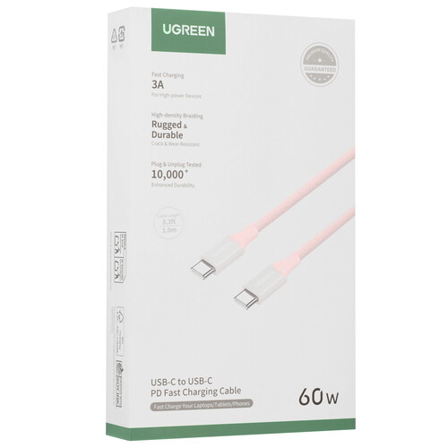 Купить Кабель круглый Ugreen USB Type-C - USB Type-C розовый 1 м  5624656. Характеристики, отзывы и цены в Донецке