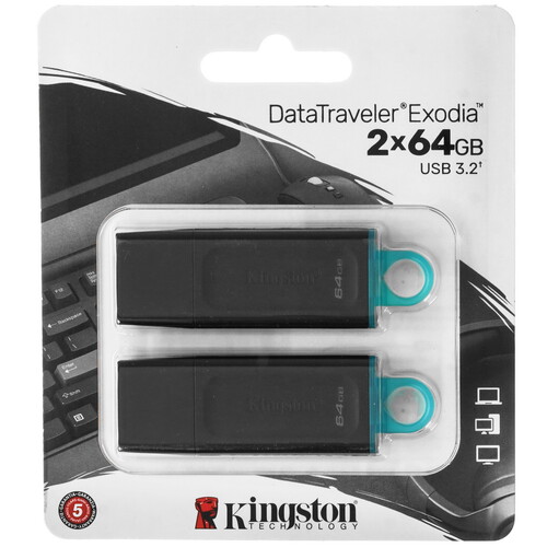 Купить Память USB Flash 64 ГБ Kingston DataTraveler Exodia [DTX/64GB-2P]  5459374. Характеристики, отзывы и цены в Донецке