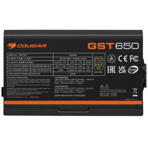 Купить Блок питания Cougar GST 650W [GMS650] черный  5454626. Характеристики, отзывы и цены в Донецке