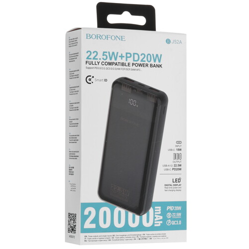Купить Портативный аккумулятор Borofone BJ52A черный  5456239. Характеристики, отзывы и цены в Донецке
