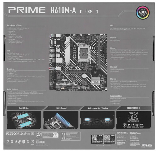 Купить Материнская плата ASUS PRIME H610M-A-CSM  5449154. Характеристики, отзывы и цены в Донецке