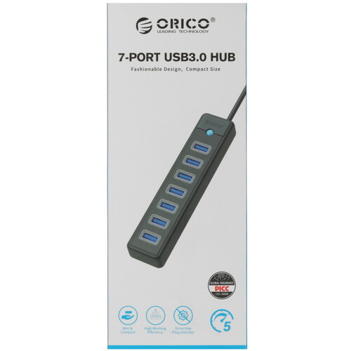 Купить USB-разветвитель ORICO PW7U-C3-015-BK-EP  5471118. Характеристики, отзывы и цены в Донецке