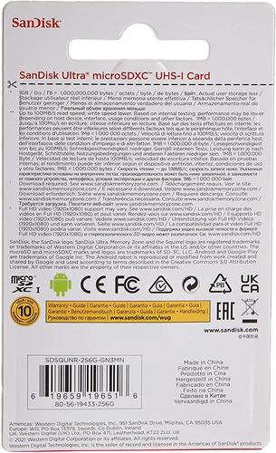 Купить Карта памяти SanDisk Ultra microSDXC 256 ГБ [SDSQUNR-256G-GN3MN]  5424554. Характеристики, отзывы и цены в Донецке