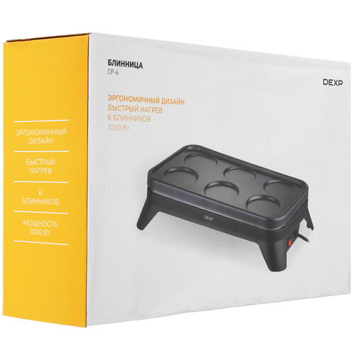 Купить Блинница настольная DEXP CP-6 черный  5083802. Характеристики, отзывы и цены в Донецке