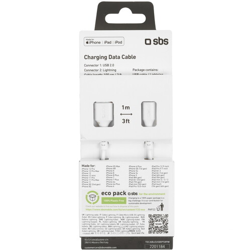 Купить Кабель круглый SBS Lightning 8-pin MFI - USB 2.0 Type-A белый 1 м  5471855. Характеристики, отзывы и цены в Донецке