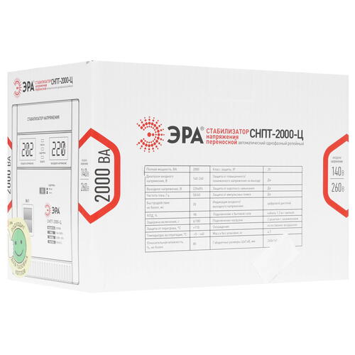 Купить Стабилизатор напряжения ЭРА СНПТ-2000-Ц  1098428. Характеристики, отзывы и цены в Донецке
