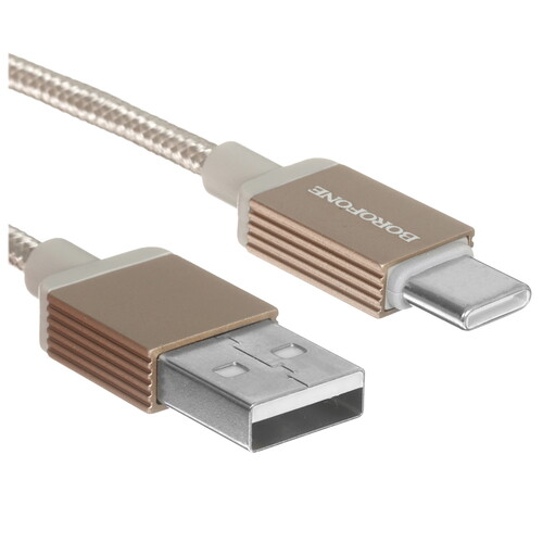 Купить Кабель круглый Borofone USB Type-C - USB 2.0 Type-A золотистый 1 м  5635349. Характеристики, отзывы и цены в Донецке