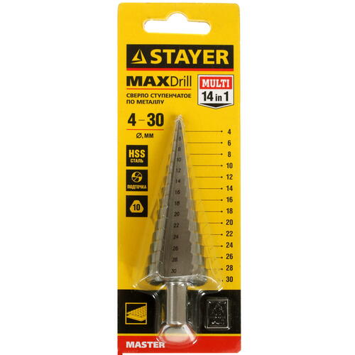 Купить Сверло ступенчатое STAYER 29660-4-30-14  8168133. Характеристики, отзывы и цены в Донецке