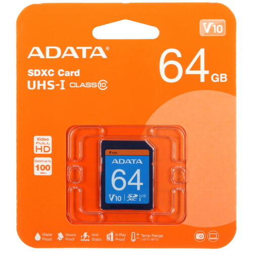 Купить Карта памяти ADATA Premier SDXC 64 ГБ [ASDX64GUICL10-R]  5449485. Характеристики, отзывы и цены в Донецке