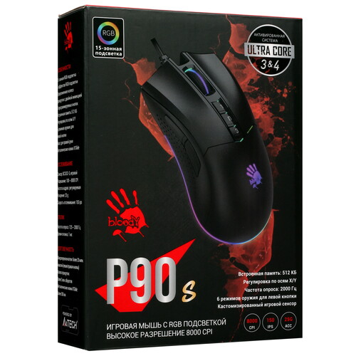 Купить Мышь проводная A4Tech Bloody P90s  черный  5435336. Характеристики, отзывы и цены в Донецке