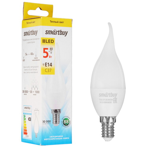 Купить Лампа светодиодная Smartbuy SBL-C37Tip-05-30K-E14  9105003. Характеристики, отзывы и цены в Донецке