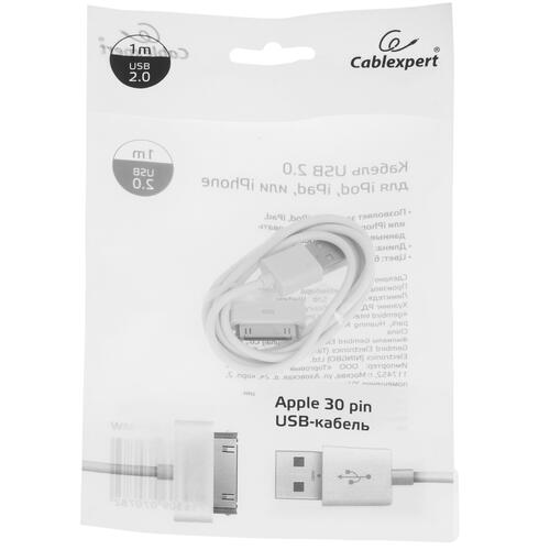Купить Кабель круглый Cablexpert 30-pin Apple - USB 2.0 Type-A белый 1 м  5452372. Характеристики, отзывы и цены в Донецке