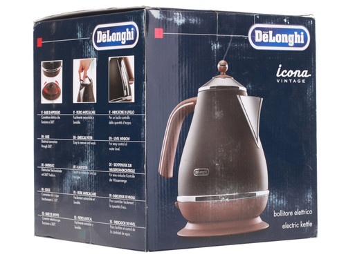 Купить Электрочайник DeLonghi Icona Vintage KBOV 2001.BK черный  1001077. Характеристики, отзывы и цены в Донецке