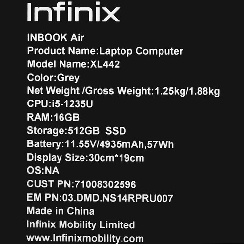 Купить 14" Ноутбук Infinix InBook Air XL442 серый  5484770. Характеристики, отзывы и цены в Донецке