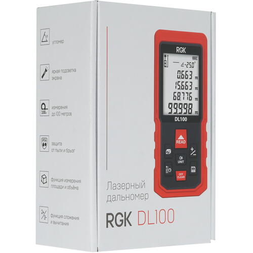 Купить Лазерный дальномер RGK DL100  8119332. Характеристики, отзывы и цены в Донецке