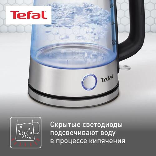 Купить Электрочайник Tefal Glass Kettle KI770D30 серебристый  9071491. Характеристики, отзывы и цены в Донецке