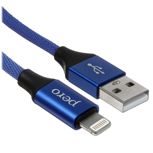 Купить Кабель круглый PERO Lightning 8-pin - USB 2.0 Type-A синий 1 м  5603566. Характеристики, отзывы и цены в Донецке