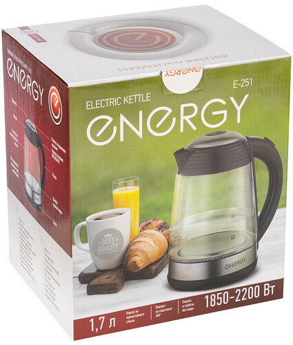 Купить Электрочайник ENERGY E-251 черный  5361844. Характеристики, отзывы и цены в Донецке