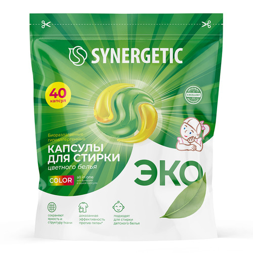 Купить Капсулы для стирки SYNERGETIC 109849  9350094. Характеристики, отзывы и цены в Донецке