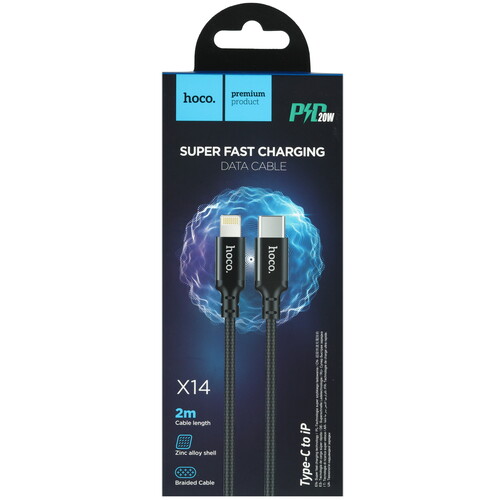 Купить Кабель круглый Hoco Lightning 8-pin - USB Type-C черный 2 м  5635337. Характеристики, отзывы и цены в Донецке