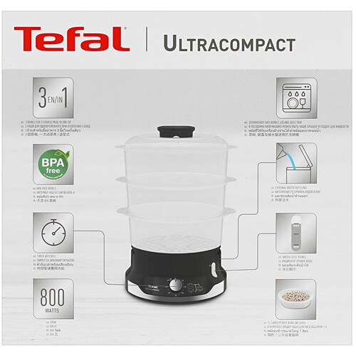 Купить Пароварка Tefal Ultra Compact VC204810 черный  5334989. Характеристики, отзывы и цены в Донецке