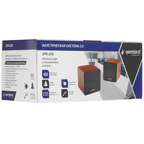 Купить Колонки Gembird SPK-206 коричневый  5356147. Характеристики, отзывы и цены в Донецке
