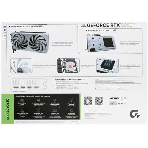 Купить Видеокарта GIGABYTE GeForce RTX 5060 Ti EAGLE ICE OC  5623616. Характеристики, отзывы и цены в Донецке