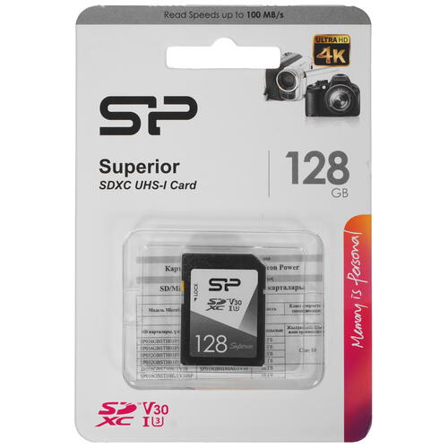 Купить Карта памяти Silicon Power Superior SDXC 128 ГБ [SP128GBSDXCV3V10]  5057197. Характеристики, отзывы и цены в Донецке