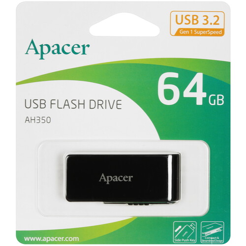 Купить Память USB Flash 64 ГБ Apacer AH350 [AP64GAH350B-1]  4900861. Характеристики, отзывы и цены в Донецке