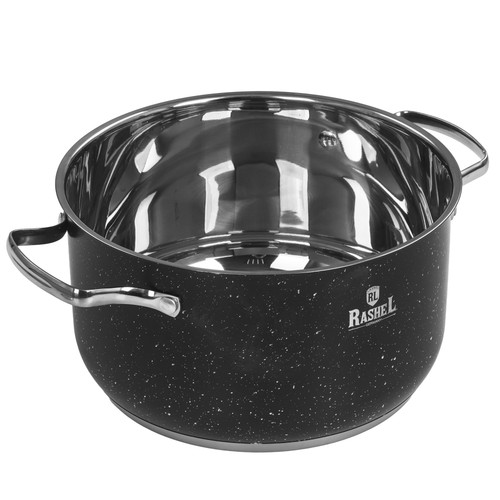 Купить Кастрюля Rashel Стефани R-600v 6 л 24 см черный  9321050. Характеристики, отзывы и цены в Донецке