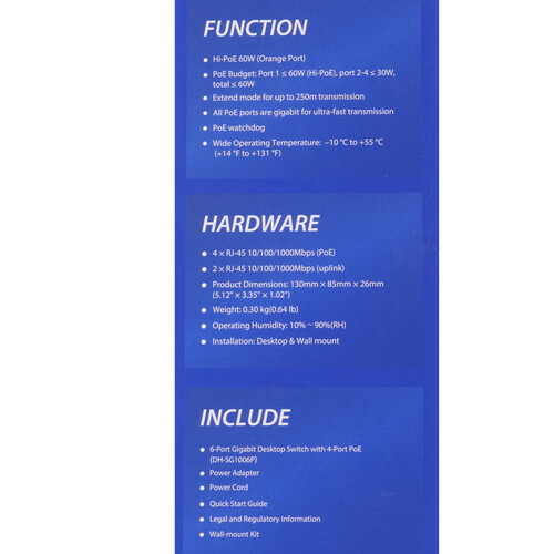 Купить Коммутатор Dahua DH-SG1006P  9255506. Характеристики, отзывы и цены в Донецке