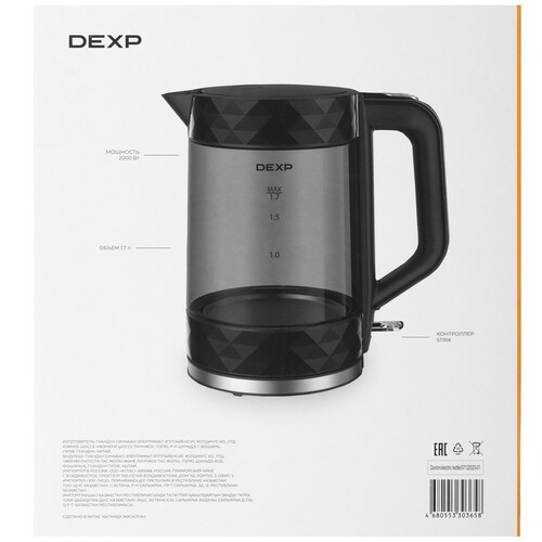 Купить Электрочайник DEXP EK-04GPB черный  9055249. Характеристики, отзывы и цены в Донецке