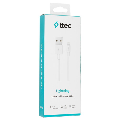 Купить Кабель круглый TTEC Lightning 8-pin - USB 2.0 Type-A белый 1 м  9140765. Характеристики, отзывы и цены в Донецке