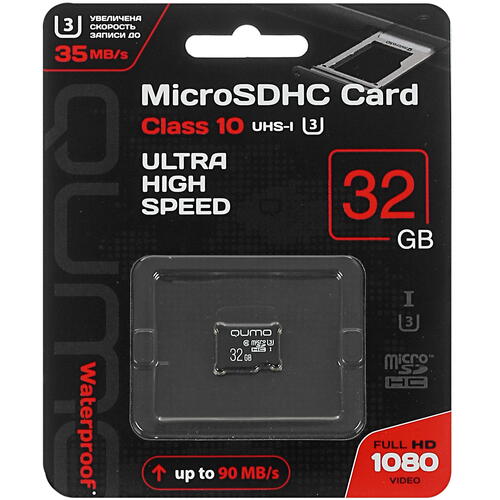 Купить Карта памяти QUMO microSDHC 32 ГБ [QM32GMICSDHC10U3NA]  4891291. Характеристики, отзывы и цены в Донецке
