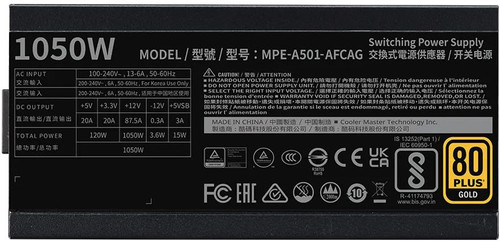 Купить Блок питания CoolerMaster MWE Gold 1050 V2 [MPE-A501-AFCAG-3EEU] черный  5637848. Характеристики, отзывы и цены в Донецке
