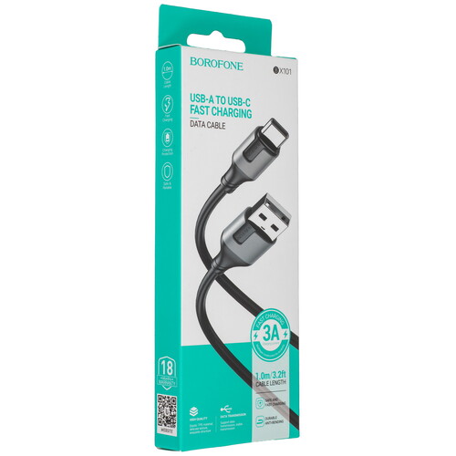 Купить Кабель круглый Borofone USB Type-C - USB 2.0 Type-A черный 1 м  9237986. Характеристики, отзывы и цены в Донецке