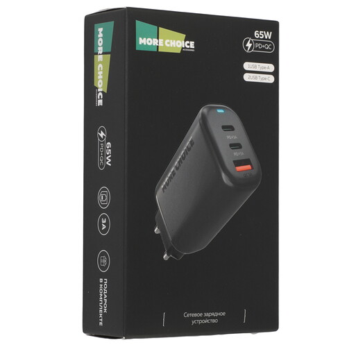 Купить Сетевое зарядное устройство More Choice NC79 черный  9184657. Характеристики, отзывы и цены в Донецке