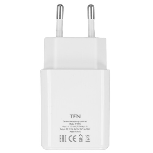 Купить Сетевое зарядное устройство TFN QC18W белый  5613228. Характеристики, отзывы и цены в Донецке