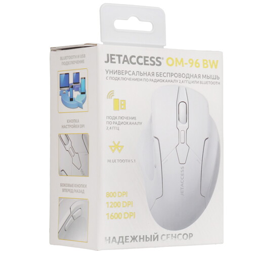 Купить Мышь беспроводная JETACCESS OM-96 BW  белый  5607154. Характеристики, отзывы и цены в Донецке