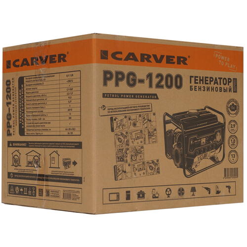 Купить Электрогенератор   бензиновый Carver PPG-1200  1081873. Характеристики, отзывы и цены в Донецке