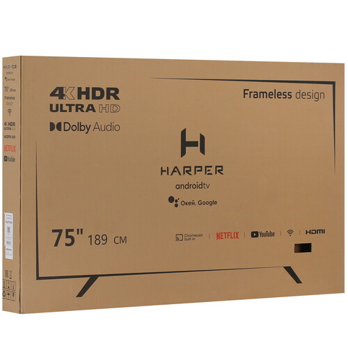 Купить 75" (189 см) Телевизор Harper 75U770TS черный  9921275. Характеристики, отзывы и цены в Донецке