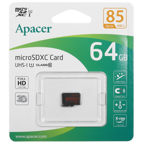 Купить Карта памяти Apacer microSDXC 64 ГБ [AP64GMCSX10U5-RA]  5456914. Характеристики, отзывы и цены в Донецке