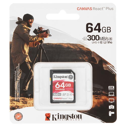Купить Карта памяти Kingston Canvas React Plus SDXC 64 ГБ [SDR2/64GB]  5447523. Характеристики, отзывы и цены в Донецке